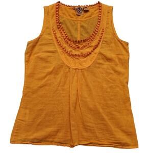 Tory Burch Orange Cotton Tank Blouse Size 8